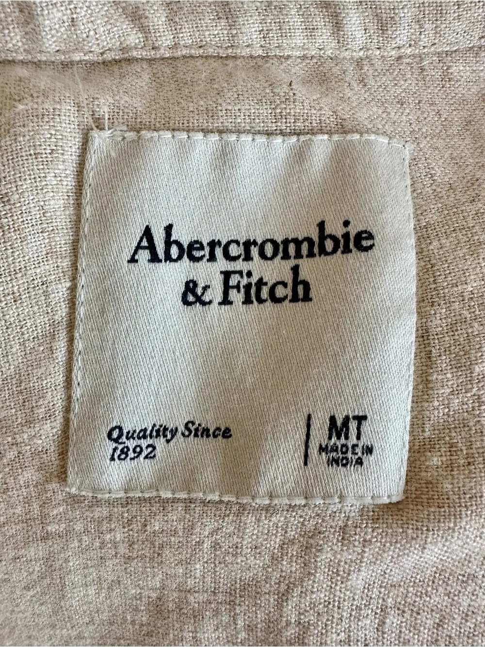 Abercrombie Fitch Shirt Dress Long Linen Viscose LS Belted Natural Cream Sz M T